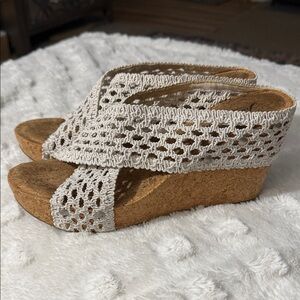 Lucky Brand miller ivory cork wedges